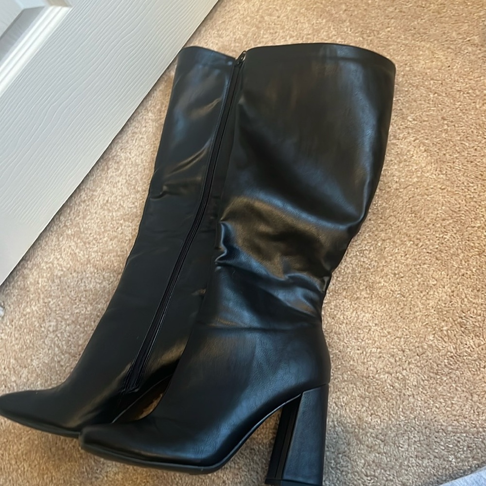 black zip up boots